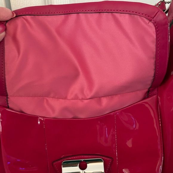 COACH Kristin Patent Leather Hobo in Raspberry (fuchsia)w/Silver Hardware. EUC - Picture 4 of 16
